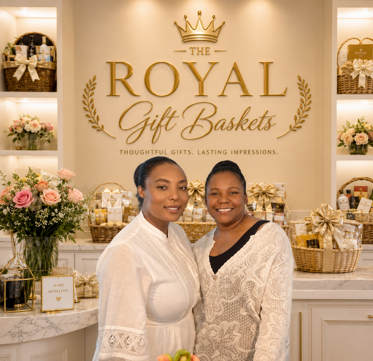 Myrlande Smith and Darnley Smith, founders of The Royal Gift Basket, in their studio